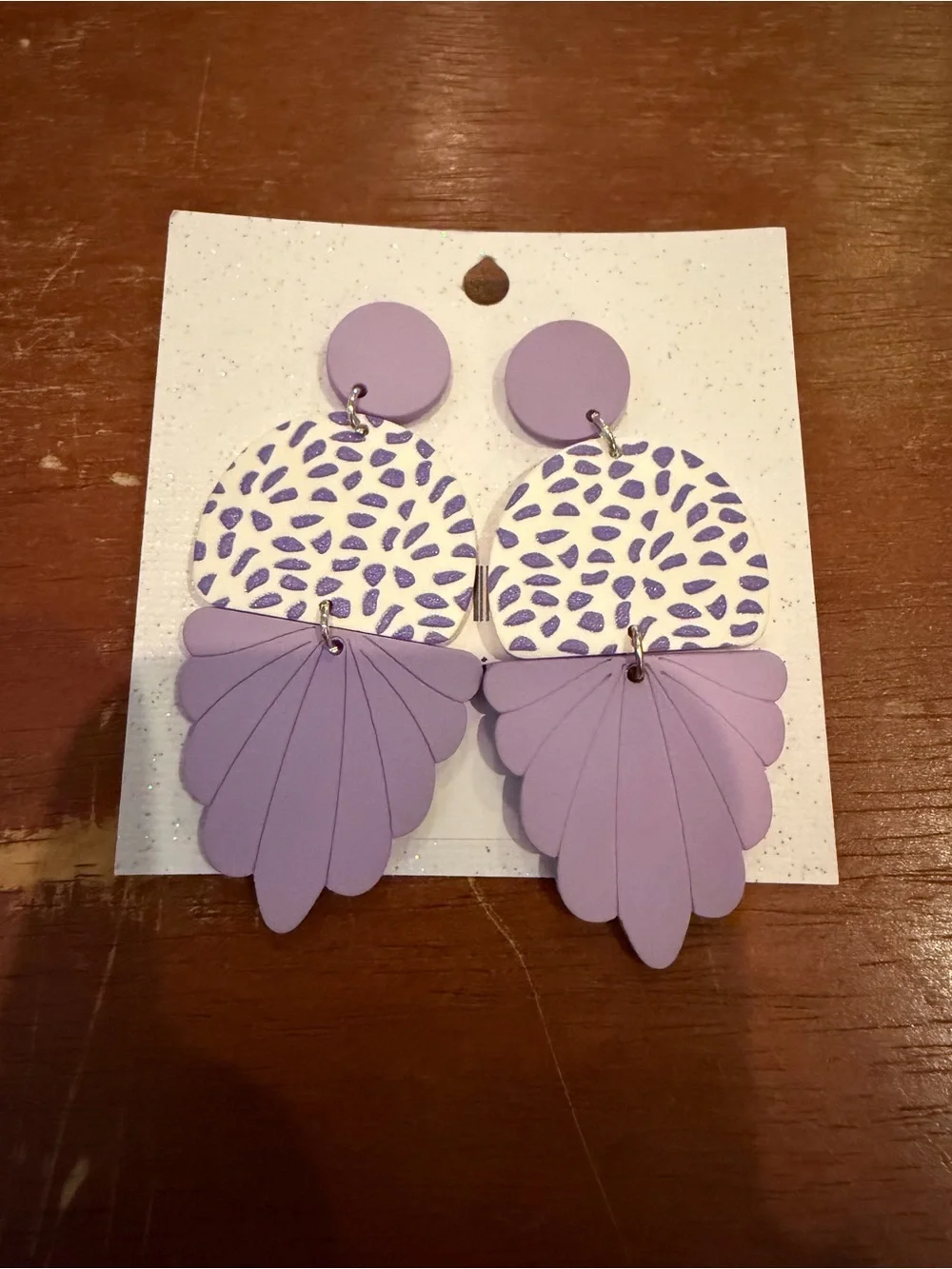 NWT Lavender Statement Drop Earrings - Lilac and White